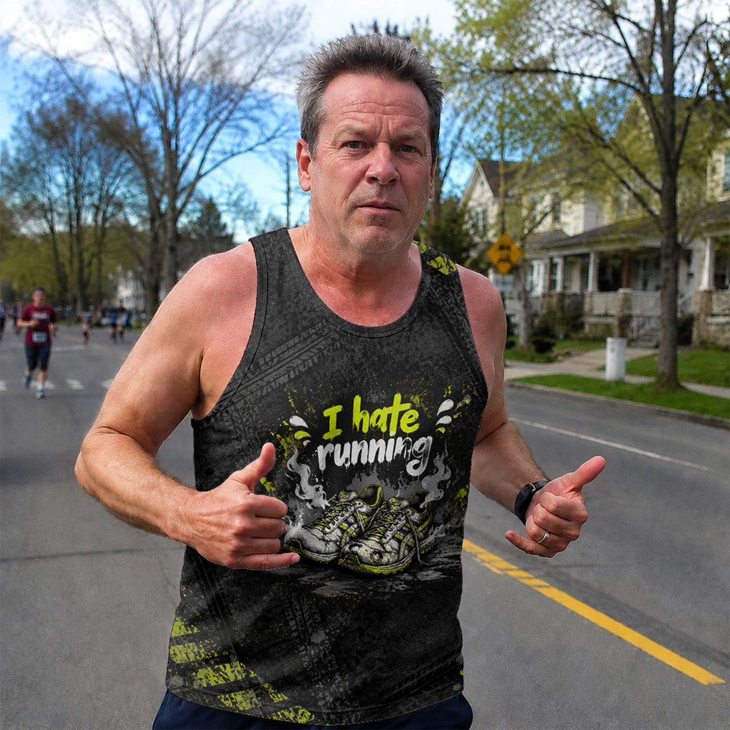 Funny Running Tank Top I Hate Running Road Runner Tech Singlet