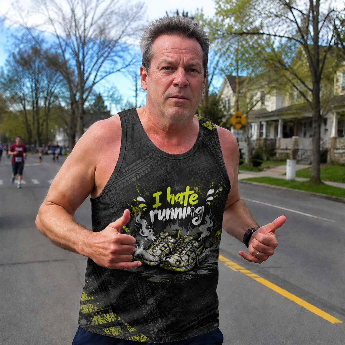 Funny Running Tank Top I Hate Running Road Runner Tech Singlet