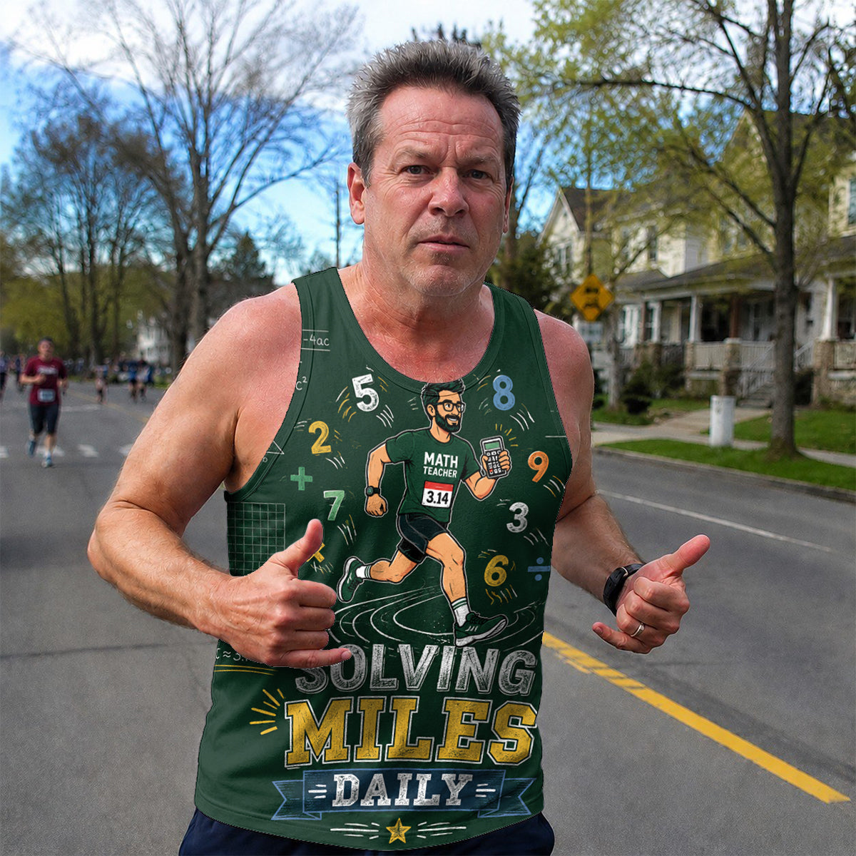 Teacher Running Tank Top Math Teacher Mile Club Tech Running Singlet