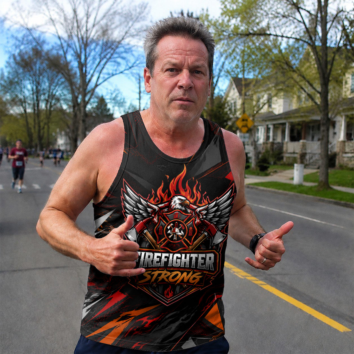 Men's Running Tank Top Firefighter Strong Eagle Running Singlet V2