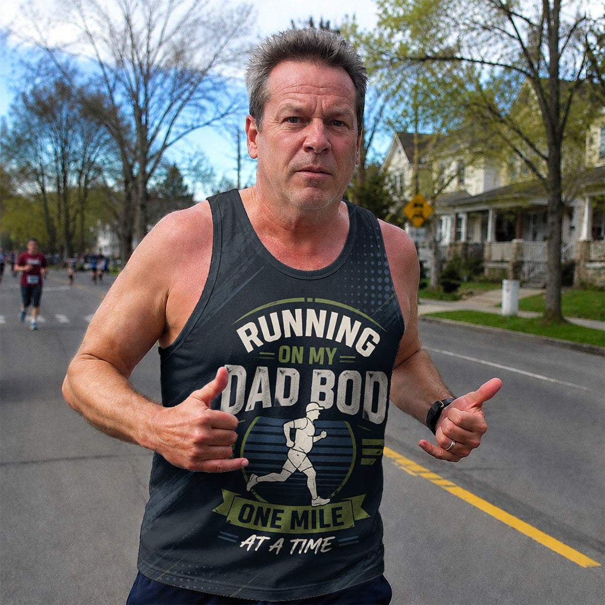 Funny Dad Running Tank Top Run On Dad Bod Tech Singlet