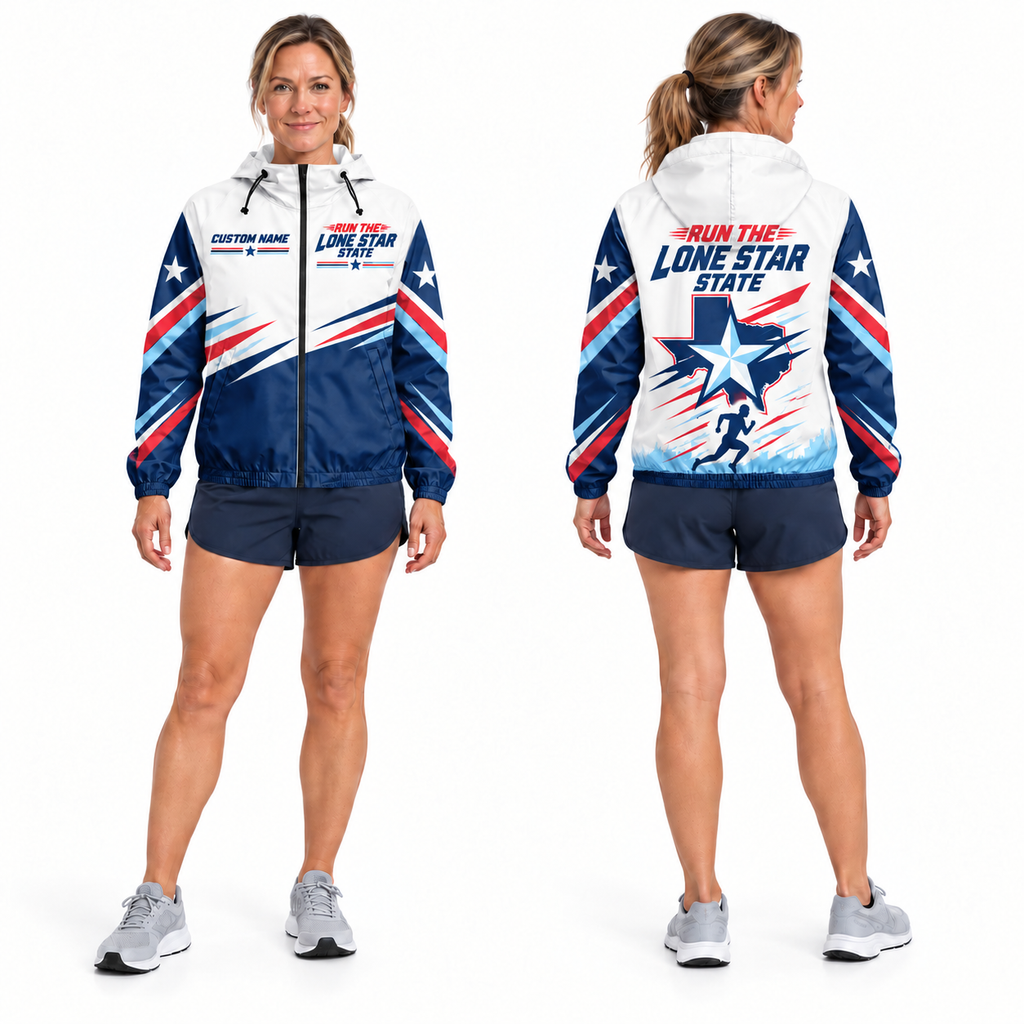 Custom Name Run the Lone Star State Running Windbreaker Jacket