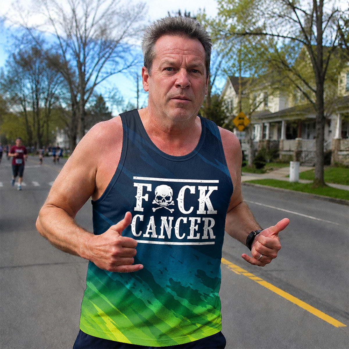 Cancer Fighter Running Tank Top Cancer Skull Running Singlet for Men and Women