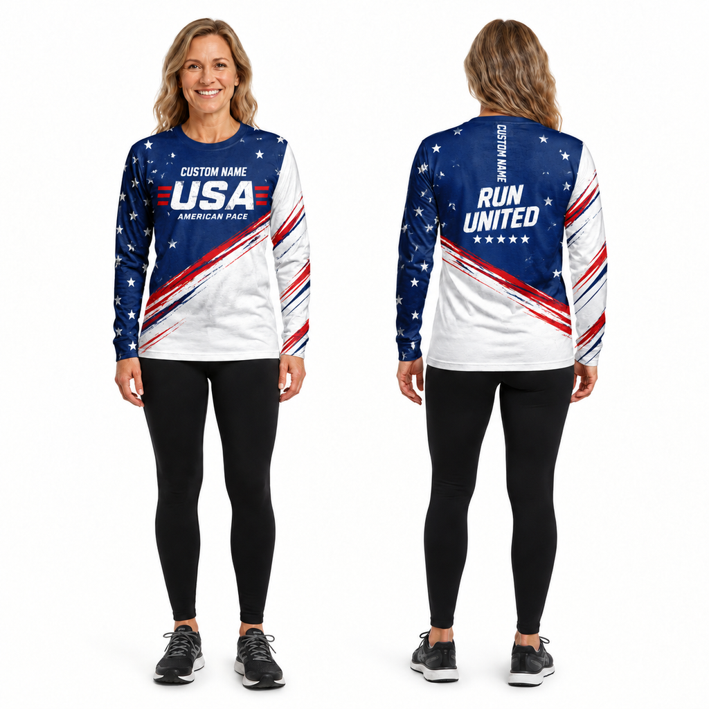 Custom Name American Pace Running Long Sleeve Shirt