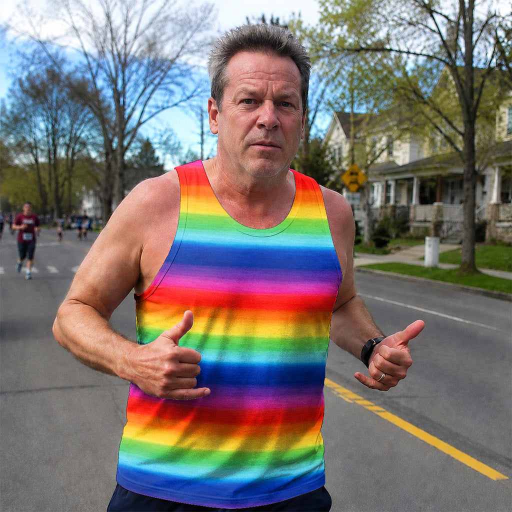 LGBT Pride Running Tank Top Rainbow Stripe Running Singlet for Men and Women