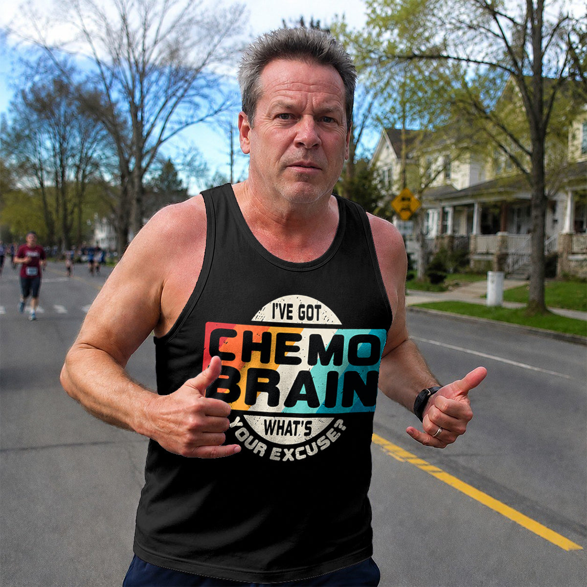 Cancer Fighter Running Tank Top Chemo Brain Funny Running Singlet for Men and Women