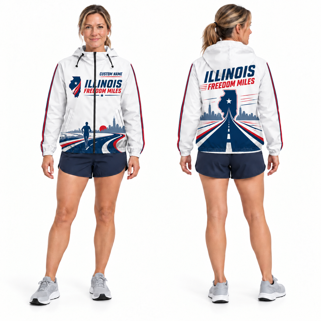 Custom Name Illinois Freedom Miles Illinois Running Windbreaker Jacket