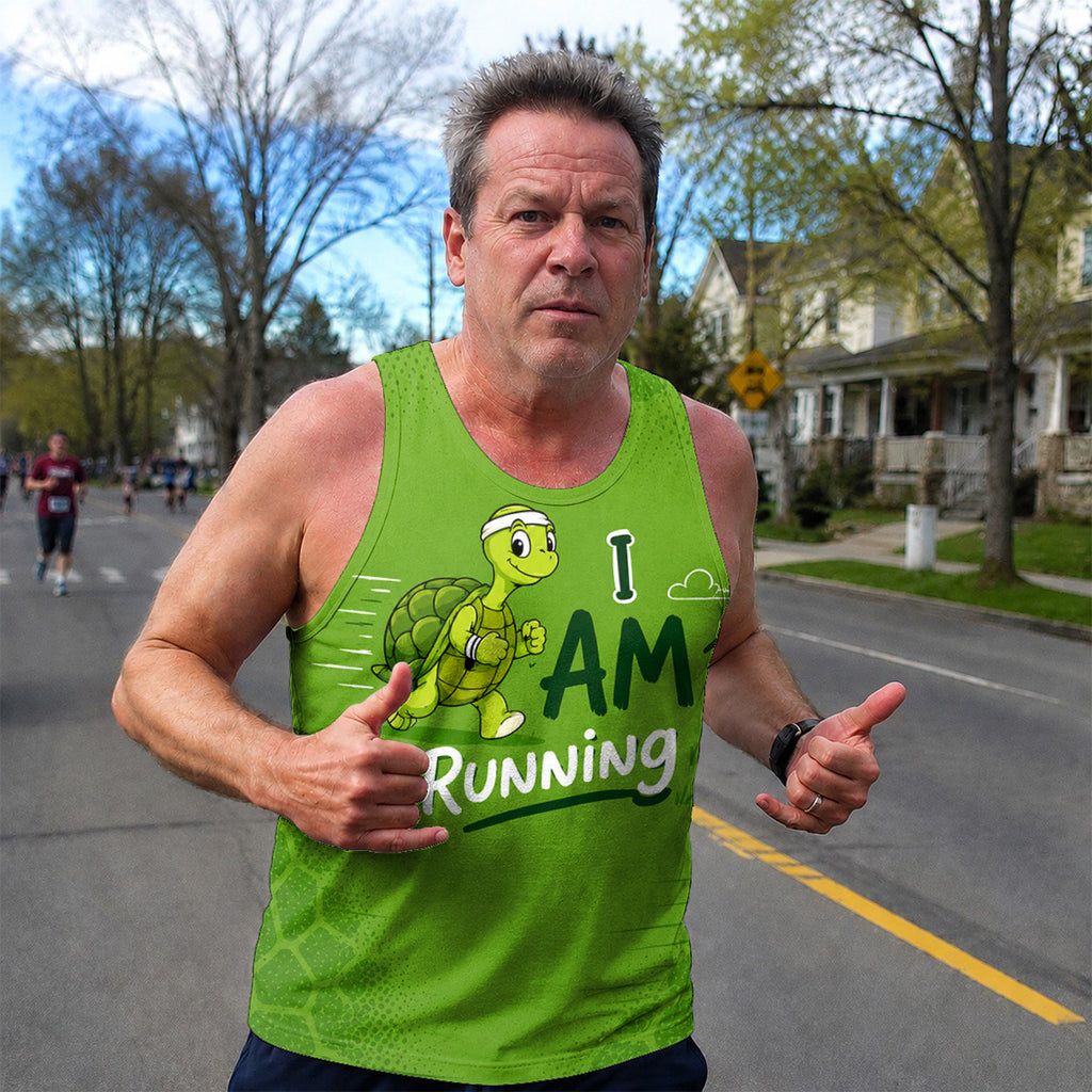 Funny Running Tank Top _ Turtle Runner 2 Tech Running Singlet
