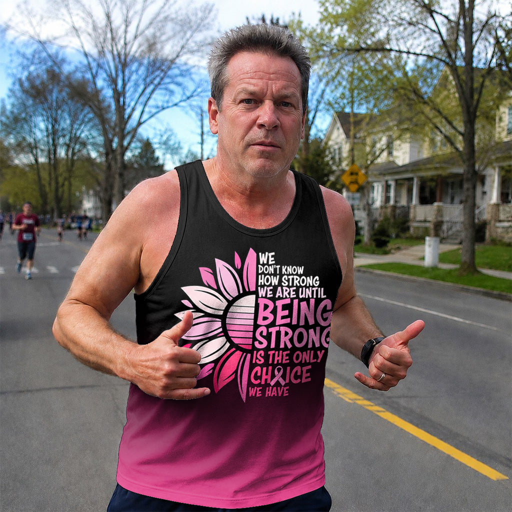 Cancer Fighter Running Tank Top Strong Pink Sunflower Running Singlet for Men and Women