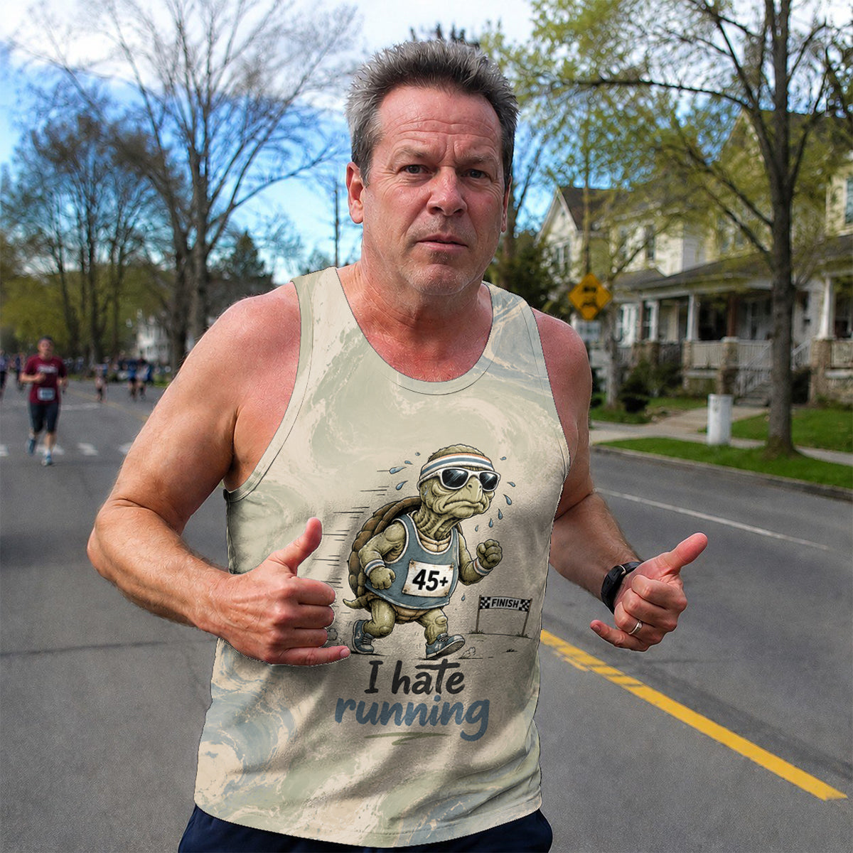 Funny Running Tank Top I Hate Running Turtle Tech Singlet V3