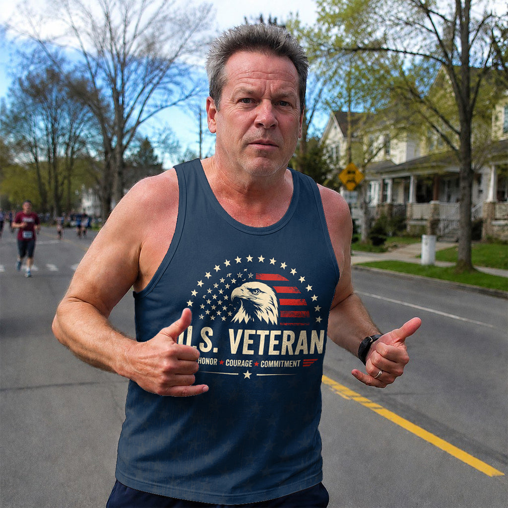 Veteran Tech Running Tank Top - Patriotic Eagle Running Singlet
