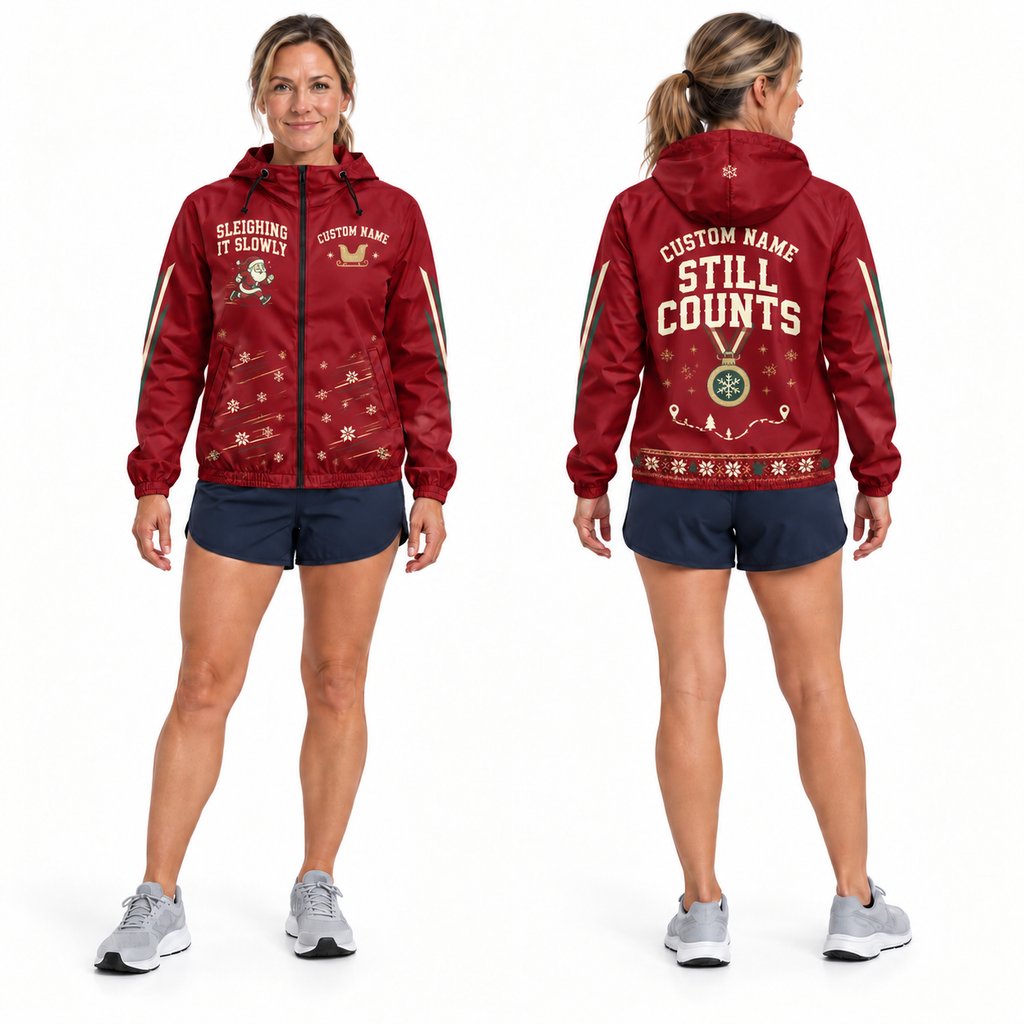 Custom Name Sleighing It Slowly Running Windbreaker Jacket