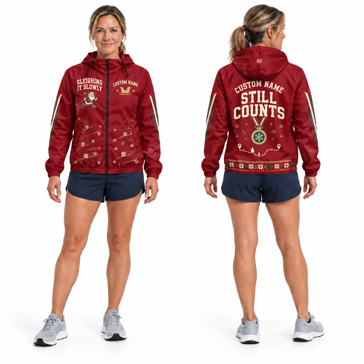 Custom Name Sleighing It Slowly Running Windbreaker Jacket