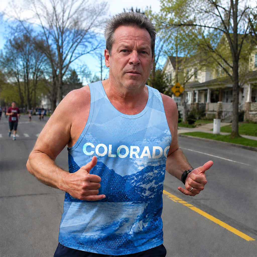 Colorado Running Tank Top Blue Rocky Mountain Running Singlet for Men and Women