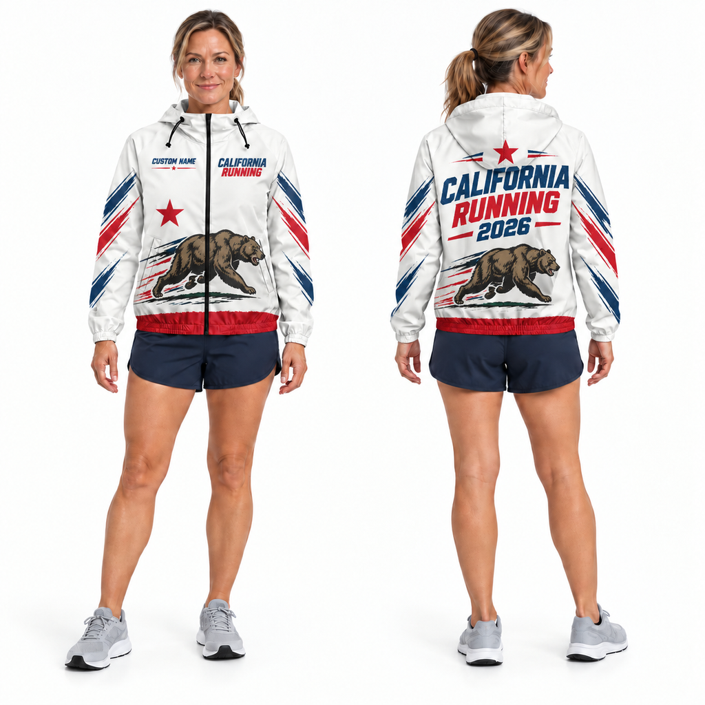 Custom Name California Republic Running Running Windbreaker Jacket