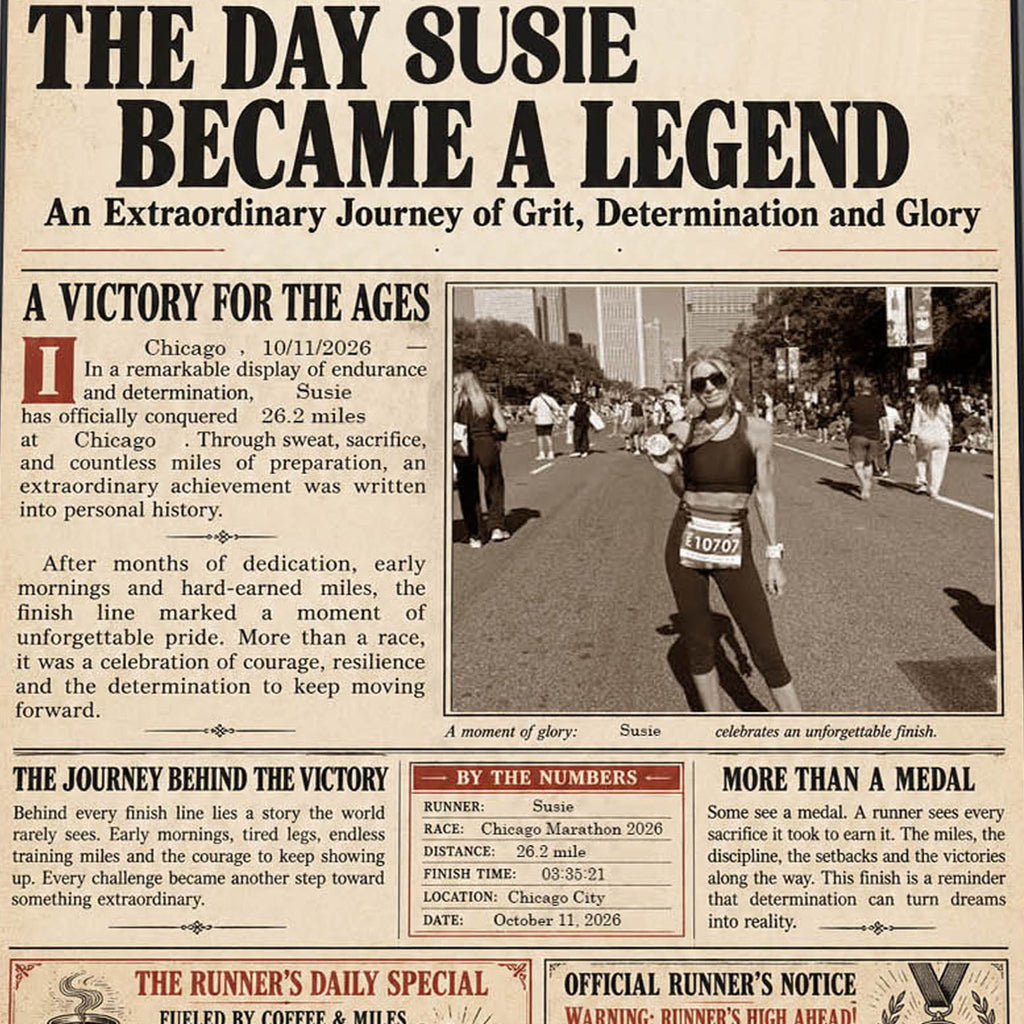 Personalized Vintage Newspaper Marathon Runner Poster