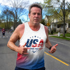 Patriotic Tech Running Tank Top - Red White Blue Running Singlet