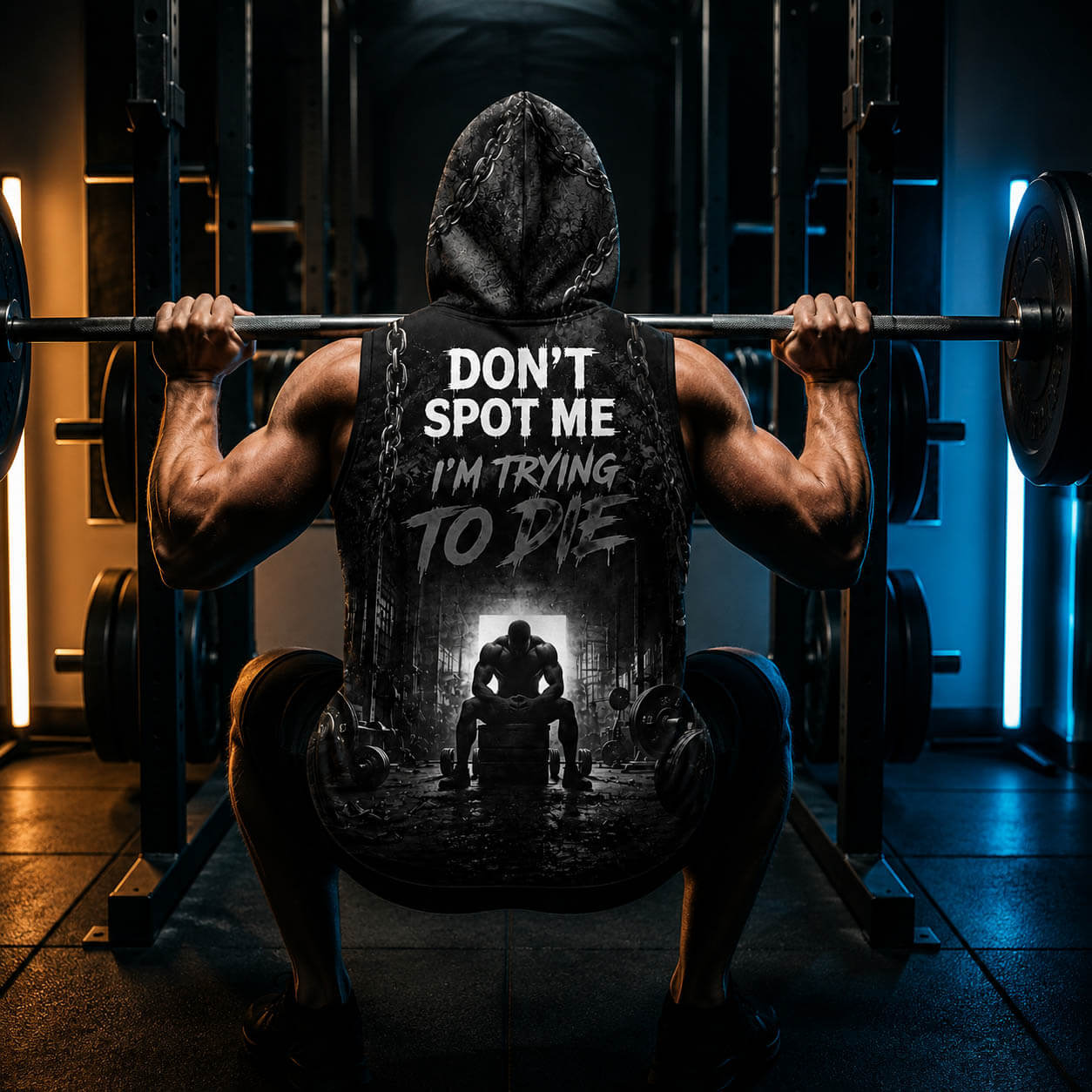 Don't Spot Me I'm Trying To Die Men's Workout Hooded Tank Top