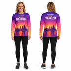 Custom Name Philly Sunset Skyline Running Long Sleeve Shirt