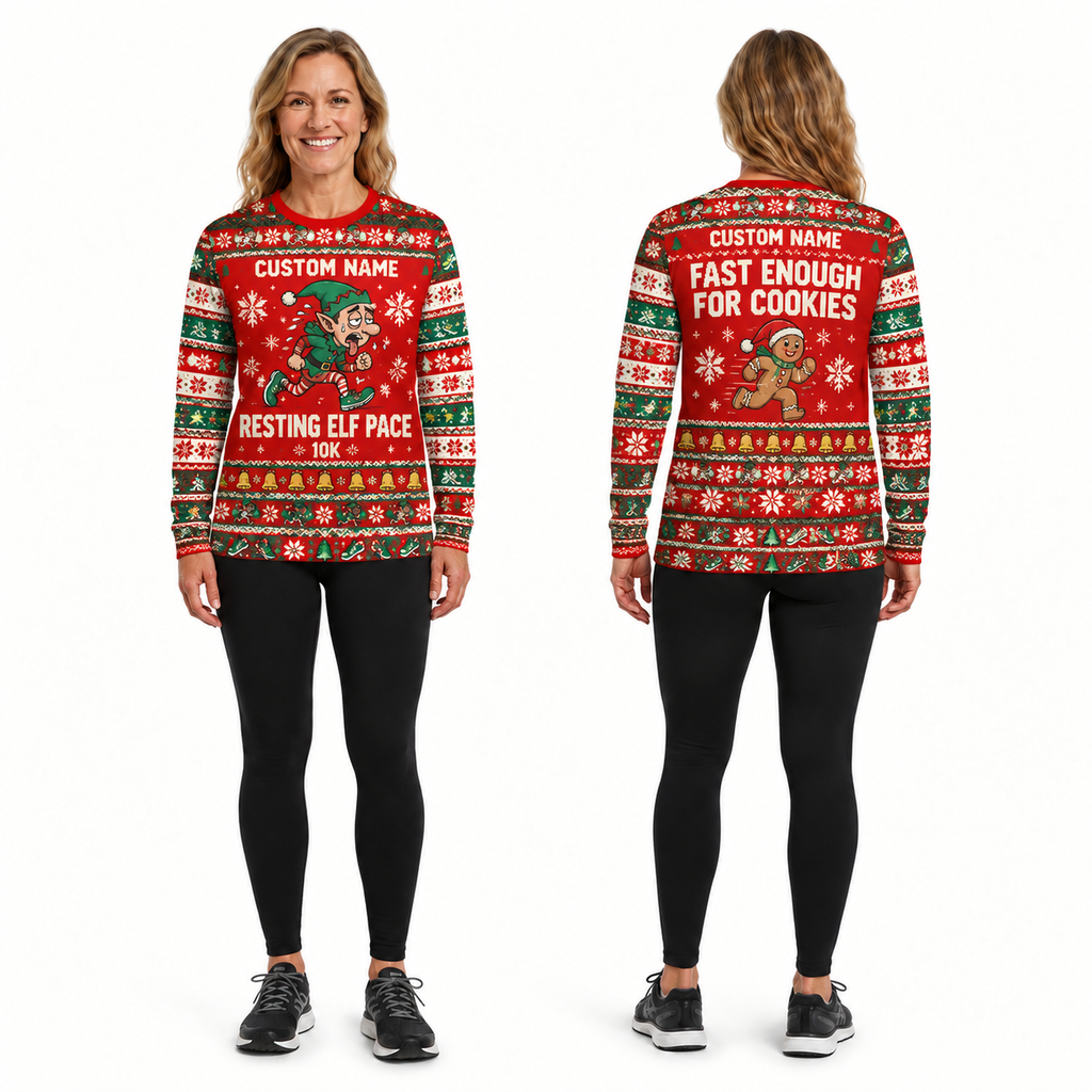 Custom Name Resting Elf Pace Running Long Sleeve Shirt