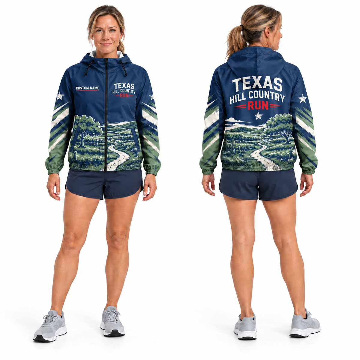 Custom Name Texas Hill Country Run Running Windbreaker Jacket