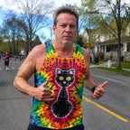 Cat Running Tank Top Tie Dye Black Cat Running Singlet for Men and Women