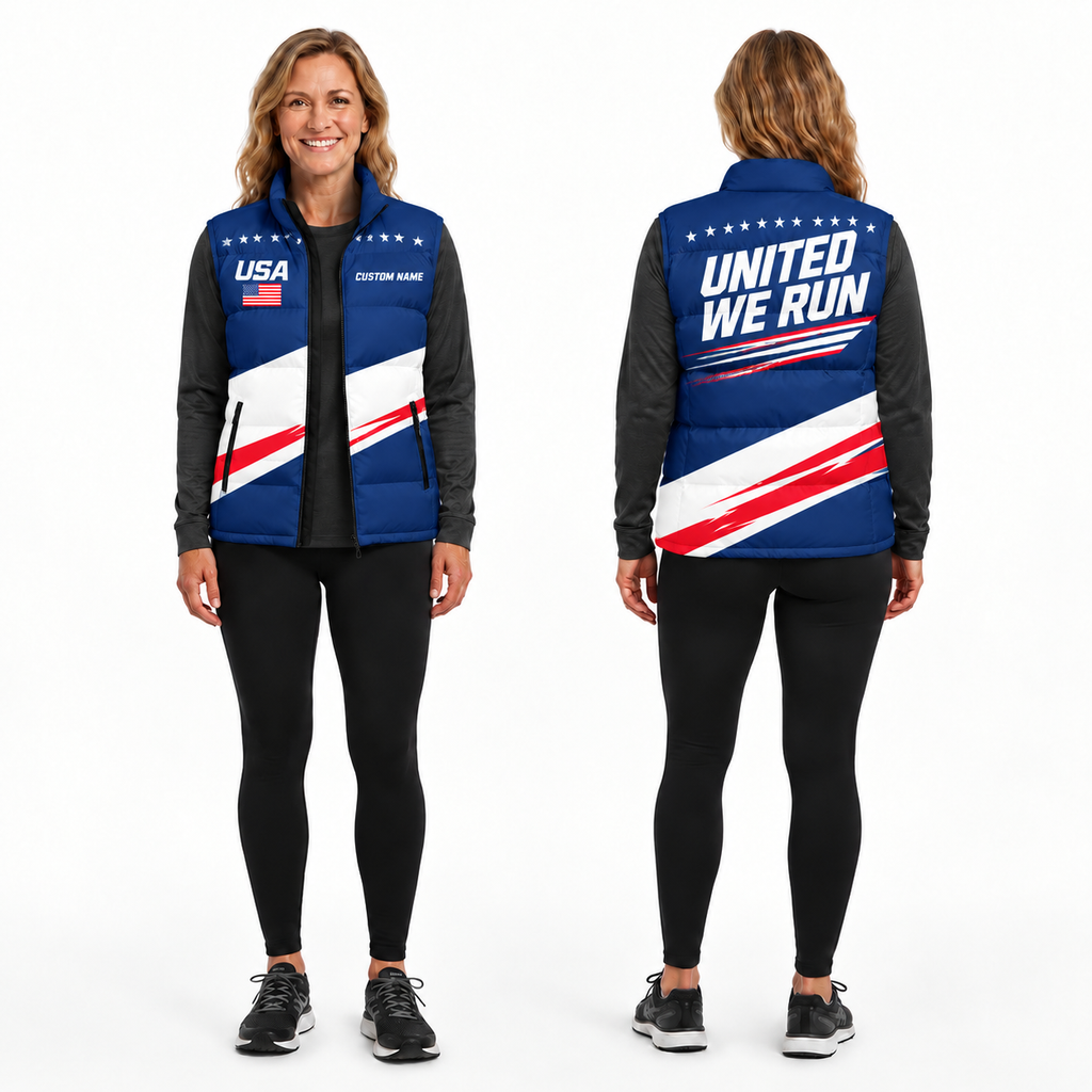 United We Run USA Sleeveless Running Puffer Jacket
