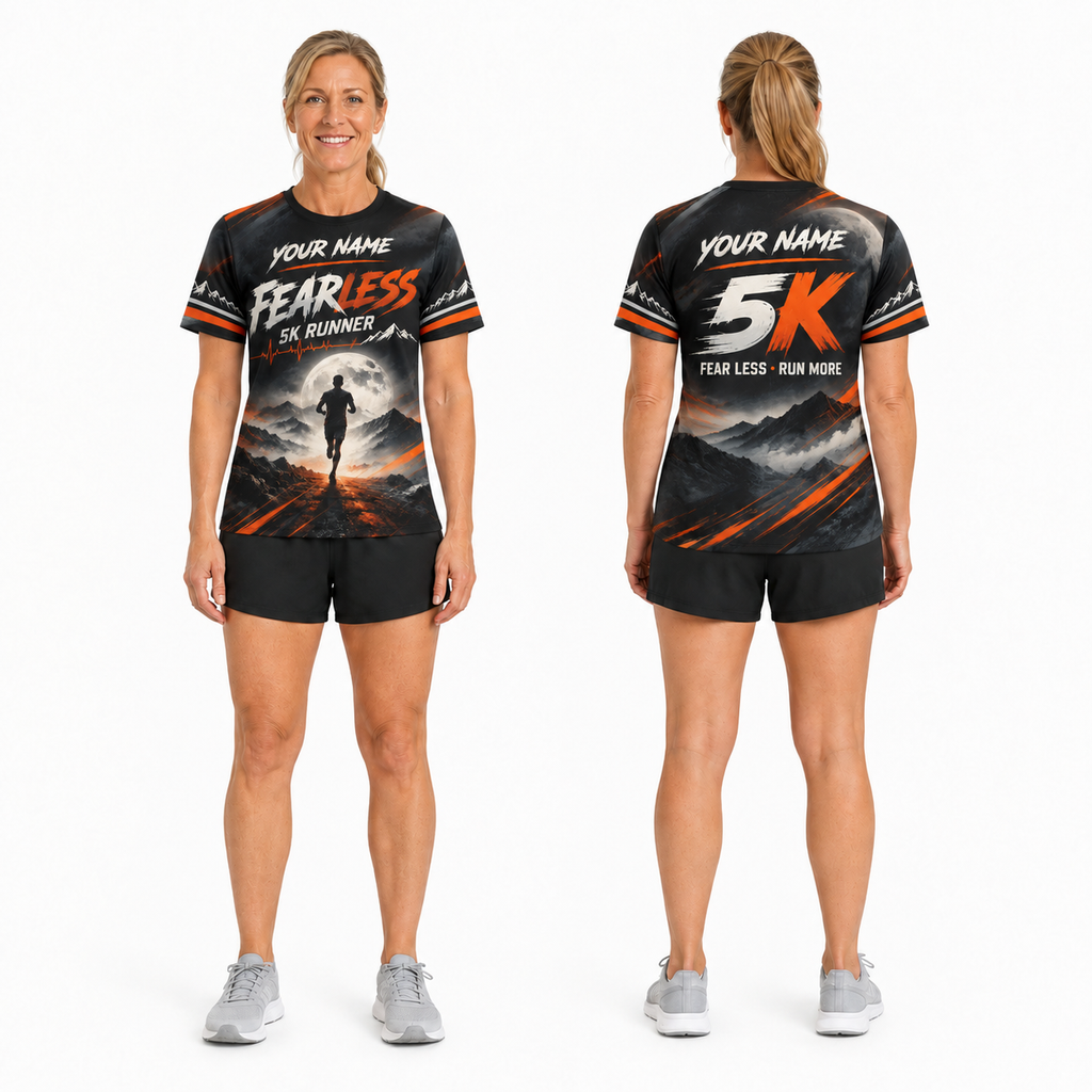 Custom Name Fearless 5K Runner Halloween Tech Running T-Shirt