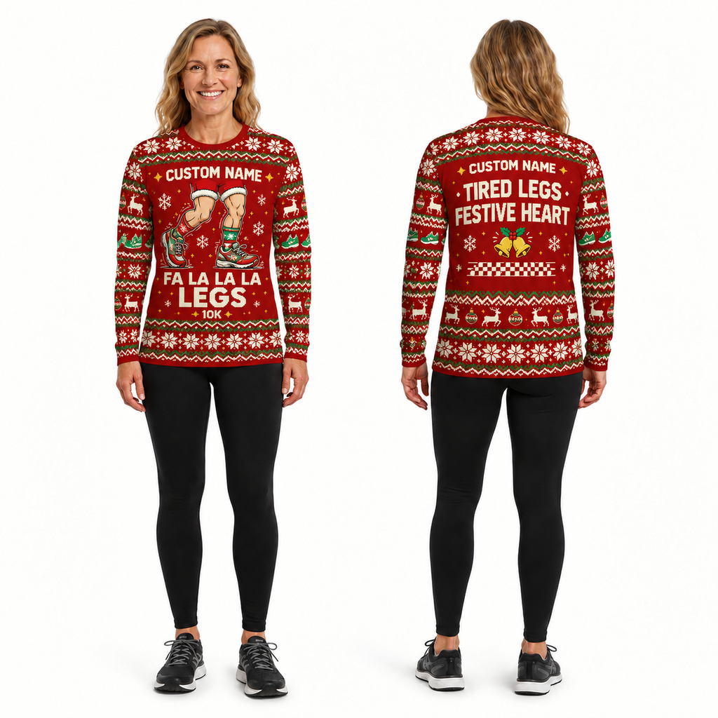Custom Name Fa La La La Legs Running Long Sleeve Shirt