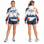 Custom Name Blue Orange Skyline Split Running Windbreaker Jacket