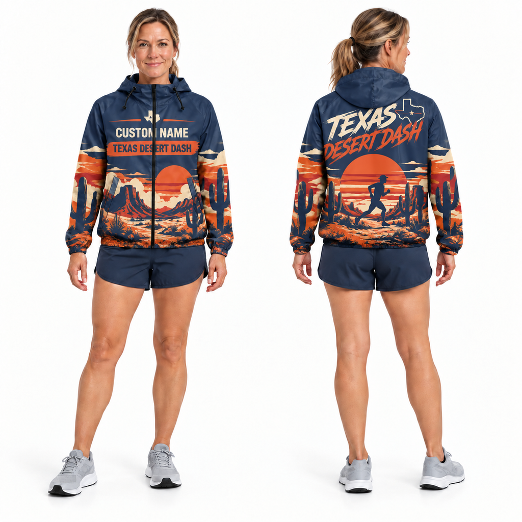 Custom Name Texas Desert Dash Running Windbreaker Jacket