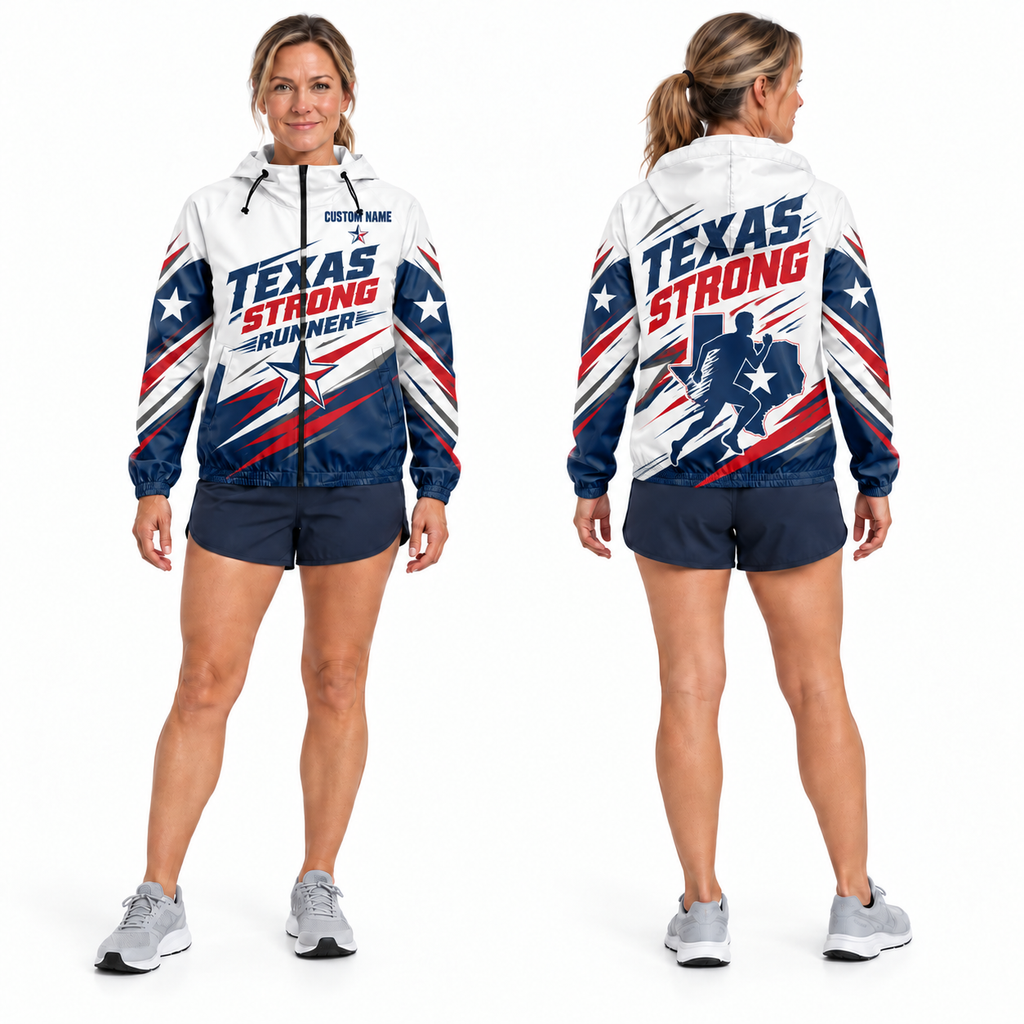 Custom Name Texas Strong Runner Running Windbreaker Jacket