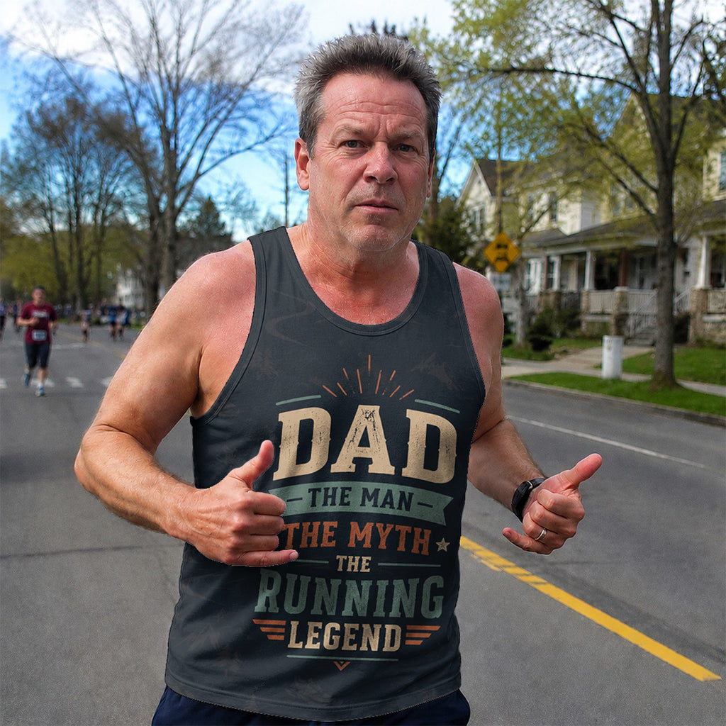 Funny Dad Running Legend Tank Top Tech Running Singlet
