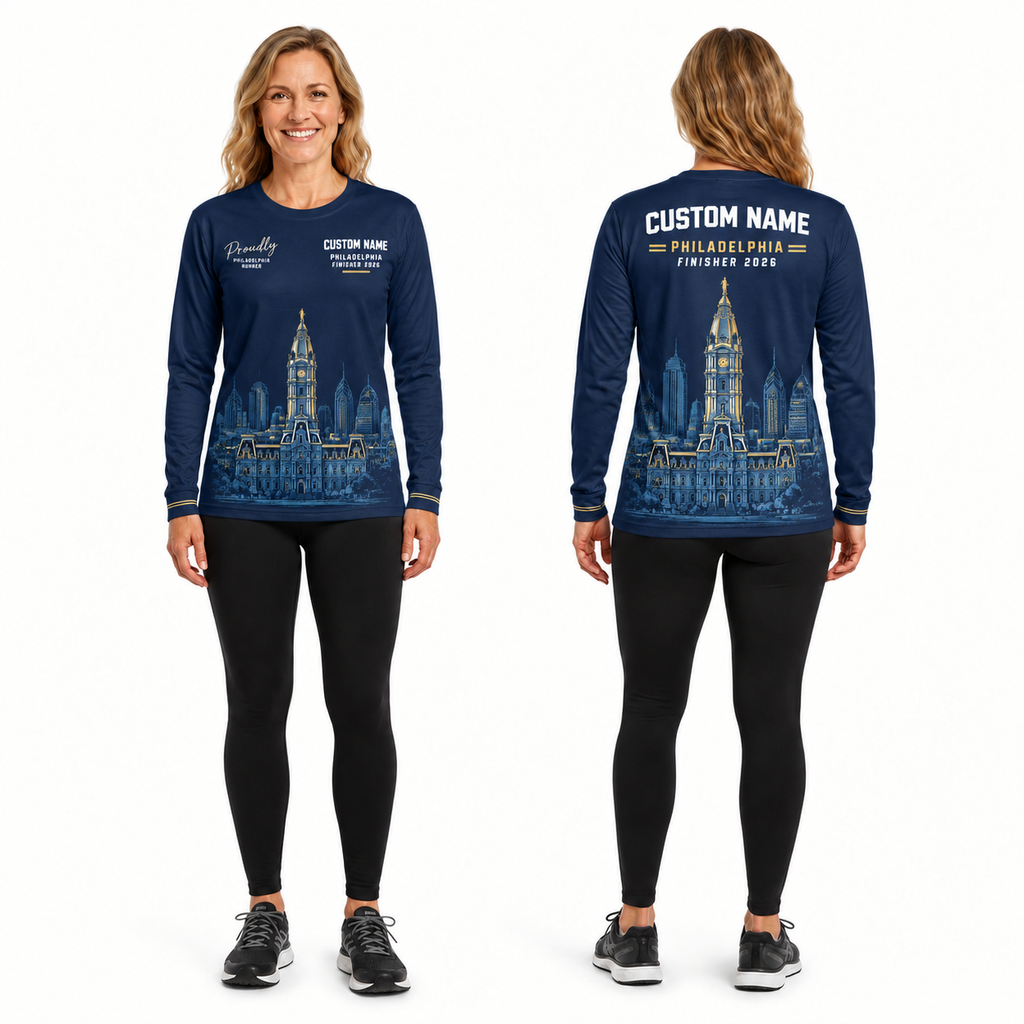 Custom Name Philadelphia Midnight City Finisher Running Long Sleeve Shirt