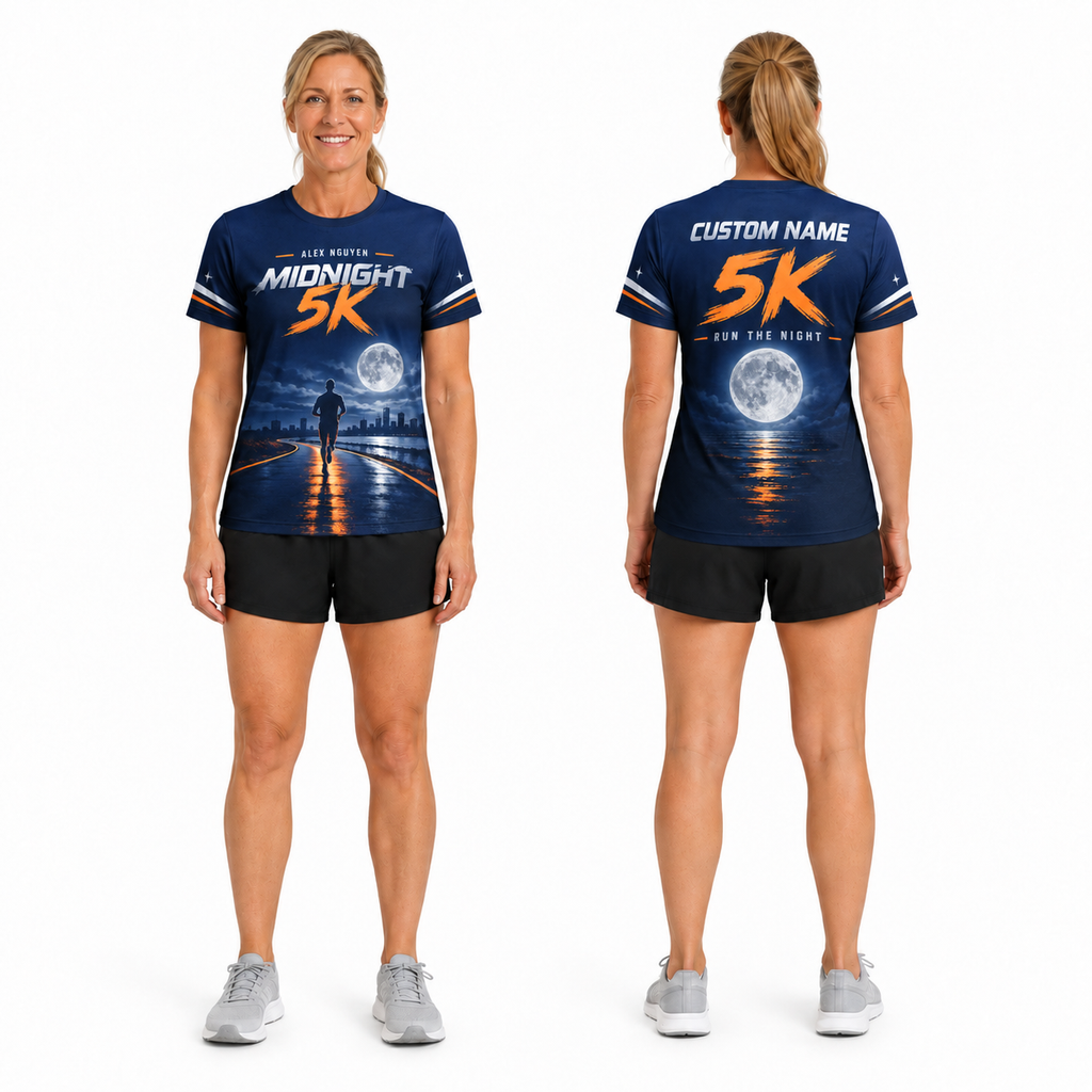 Custom Name Midnight 5K Halloween Tech Running T-Shirt