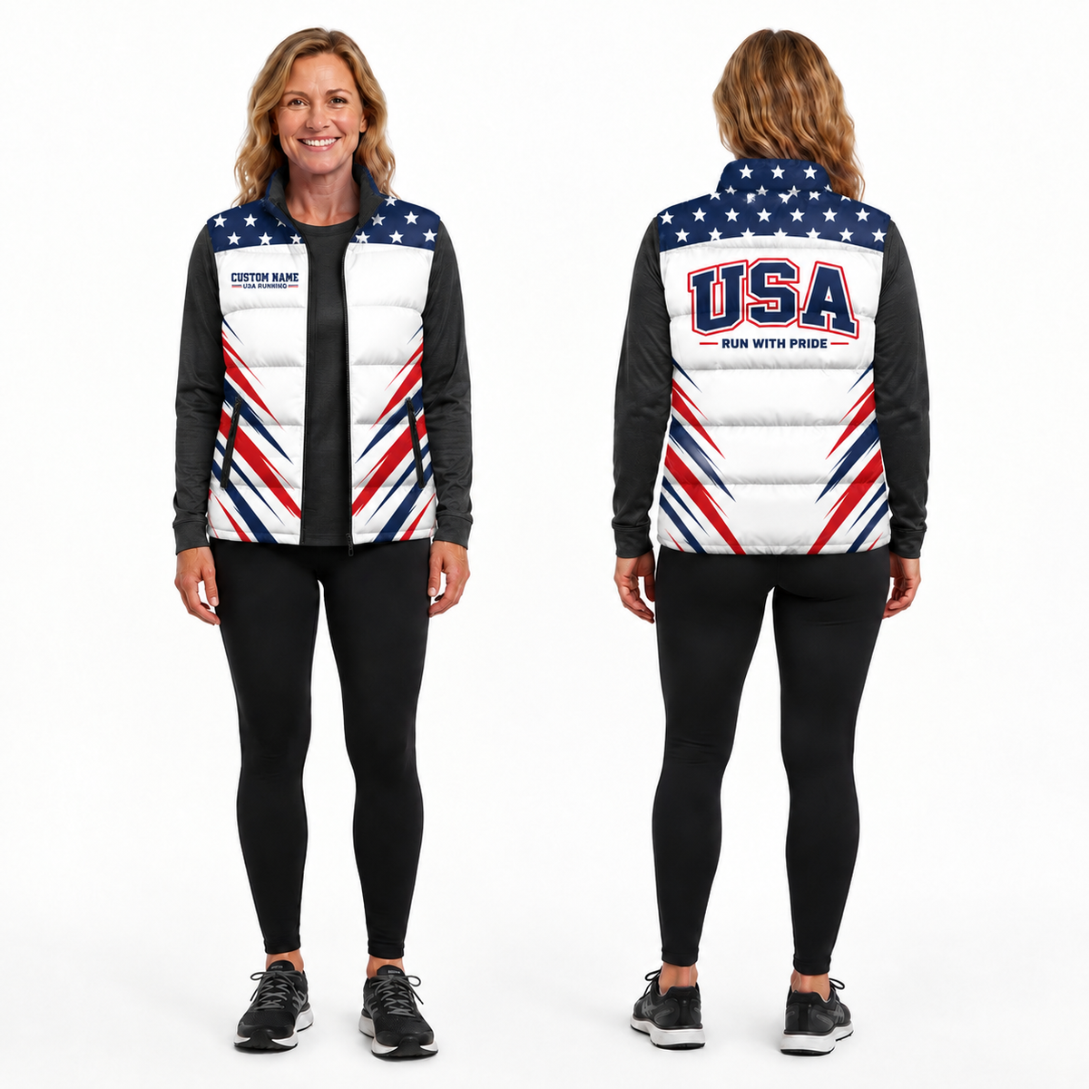 Stars & Stripes Velocity Sleeveless Running Puffer Jacket