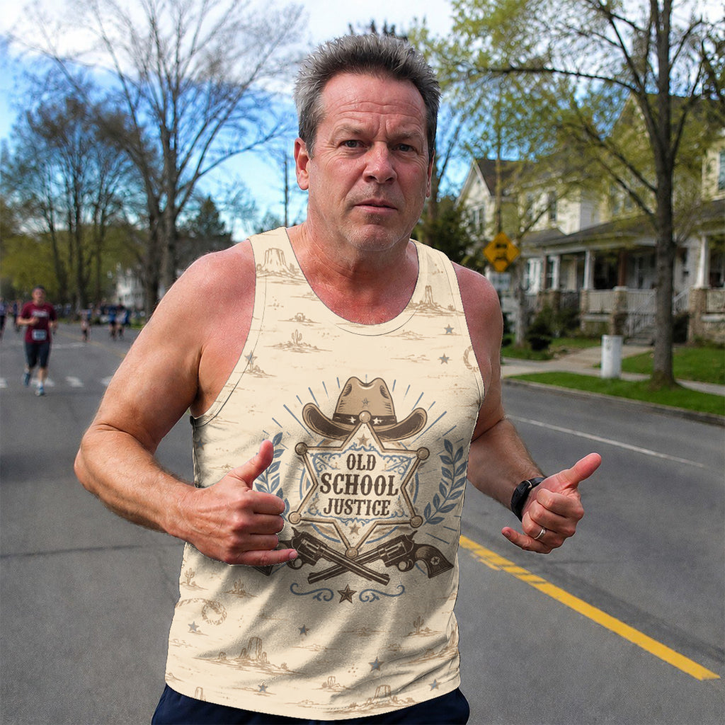 Men's Running Tank Top Police Old School Justice Running Singlet