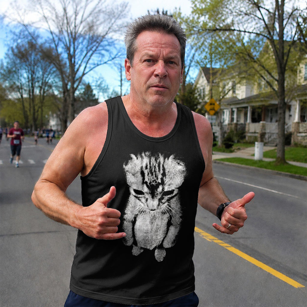 Cat Running Tank Top Sad Kitten Running Singlet for Men and Women