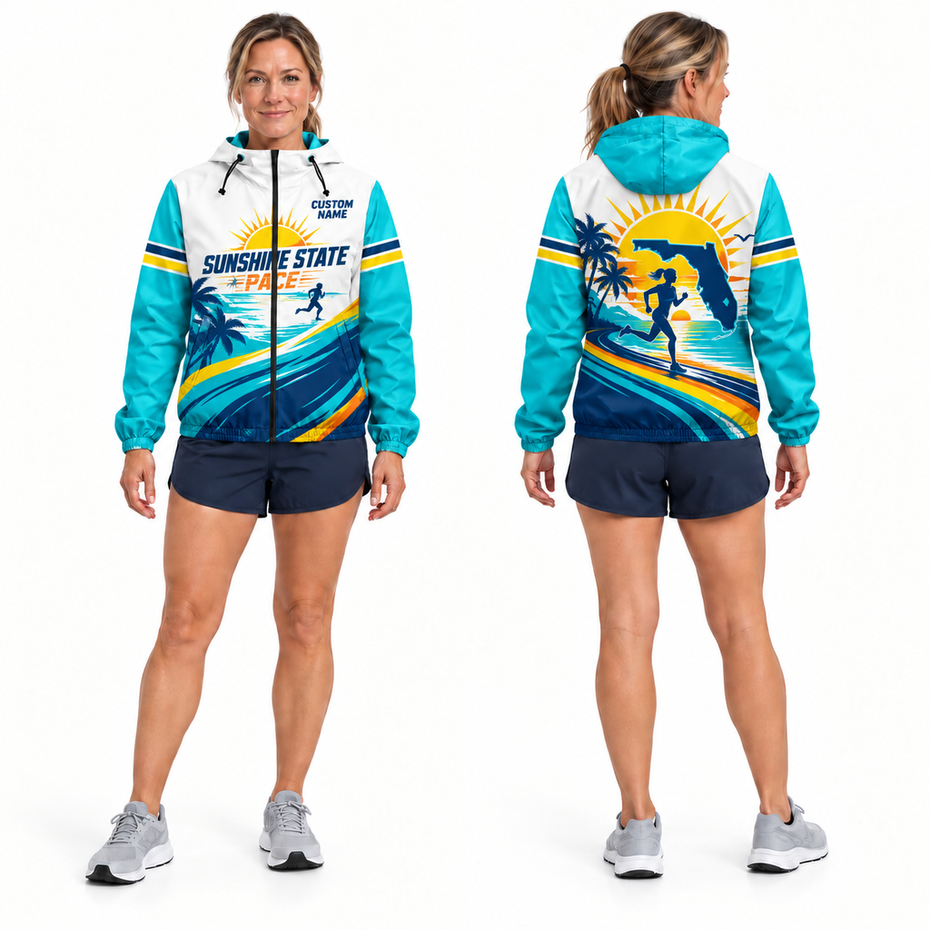 Custom Name Sunshine State Pace Florida Running Windbreaker Jacket