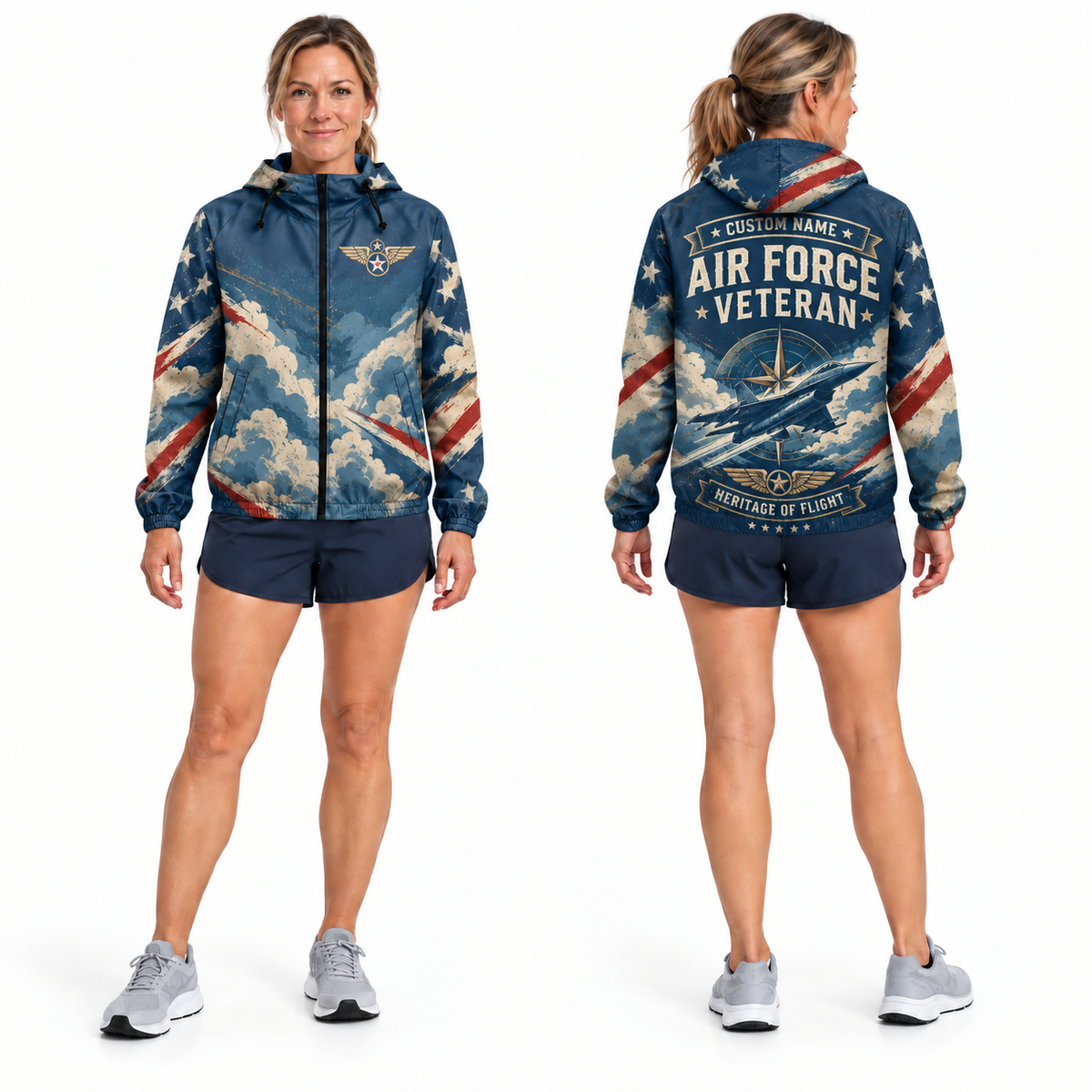Custom Name Air Force Heritage Flight Running Windbreaker Jacket