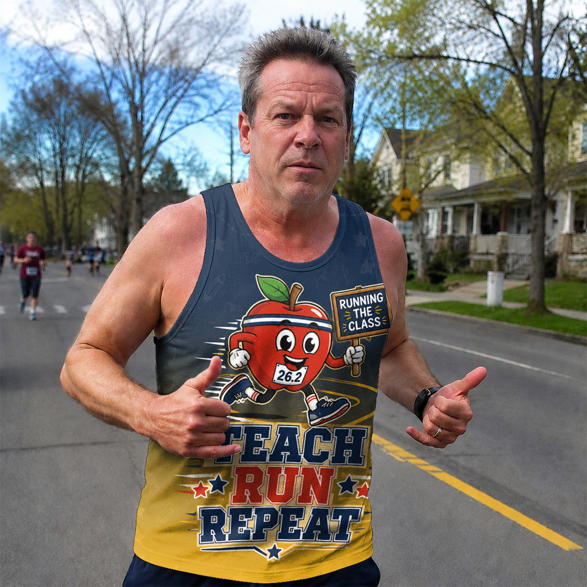 Teacher Running Tank Top Retro School Spirit Varsity Style Tech Running Singlet