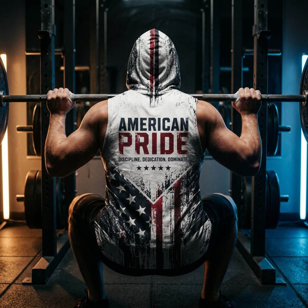 American Pride Men's Workout Hooded Tank Top