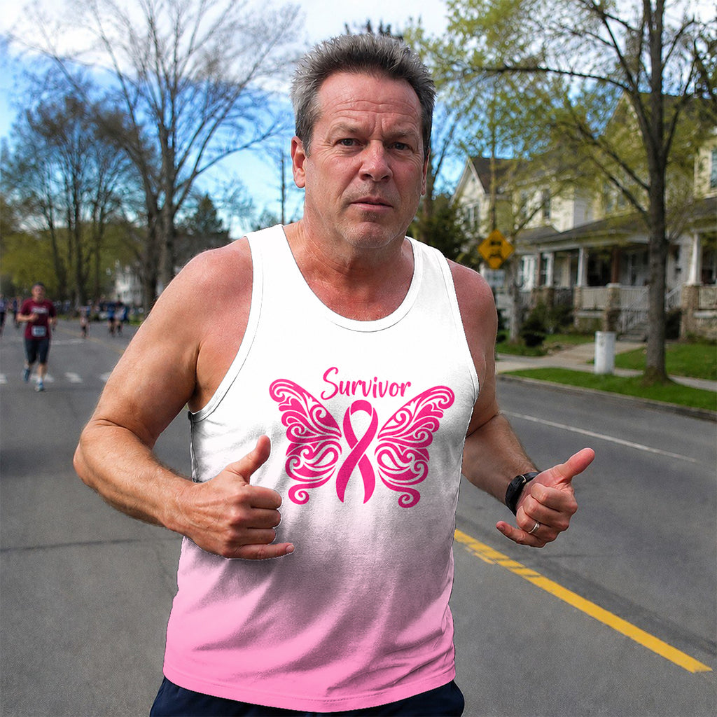 Cancer Fighter Running Tank Top Breast Cancer Survivor Running Singlet for Men and Women