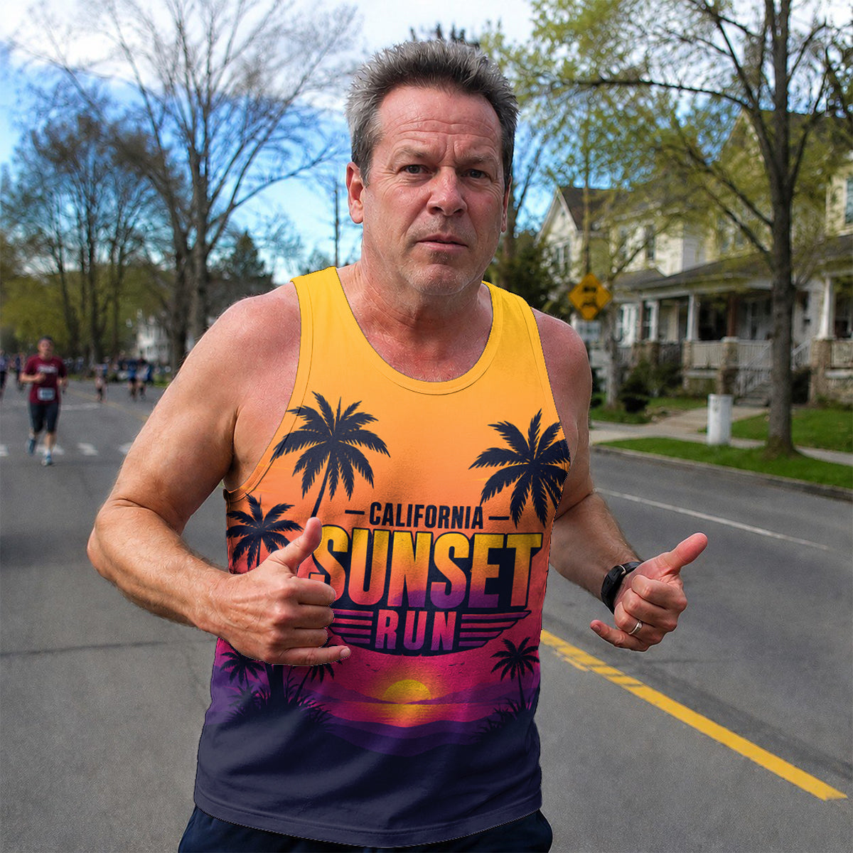 Cali Sunset Palms California State Running Tank Top
