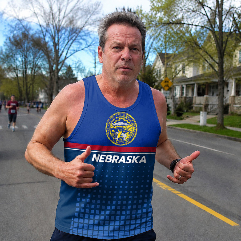Patriotic Tech Running Tank Top - Nebraska State Pride Running Singlet