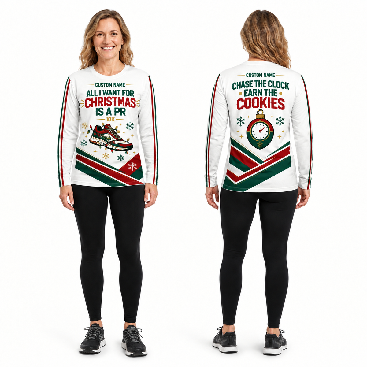 Custom Name All I Want for Christmas Is a PR Running Long Sleeve Shirt