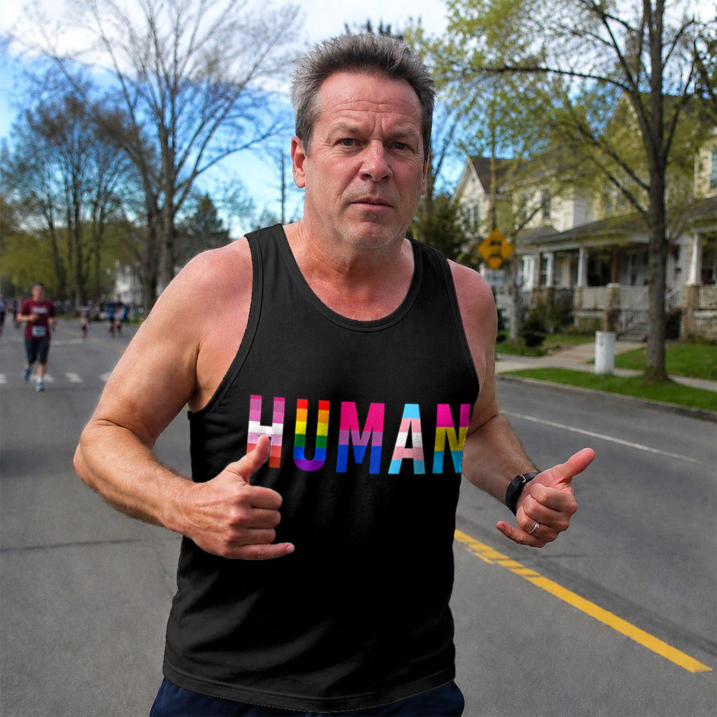 LGBT Pride Running Tank Top Rainbow Human Running Singlet for Men and Women