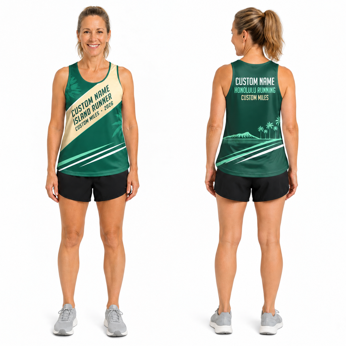 Custom Name Miles Island Palm Sprint Running Tank Top