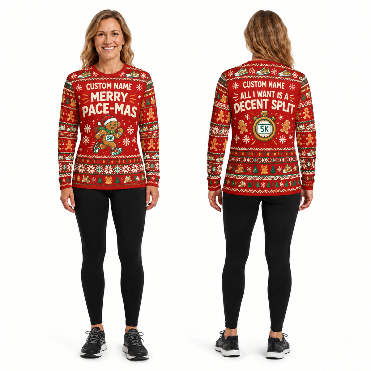 Custom Name Merry Pace-mas Running Long Sleeve Shirt