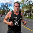 Cat Running Tank Top Rockstar Cat Running Singlet for Men and Women